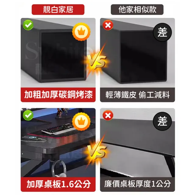 【靚白家居】設計師電腦桌 100公分 白色 木色(電競桌 電腦桌 工作桌 化妝台 書桌 餐桌)