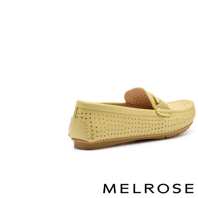 【MELROSE】美樂斯 別致品味純色鏈條全真皮樂福平底鞋(黃)