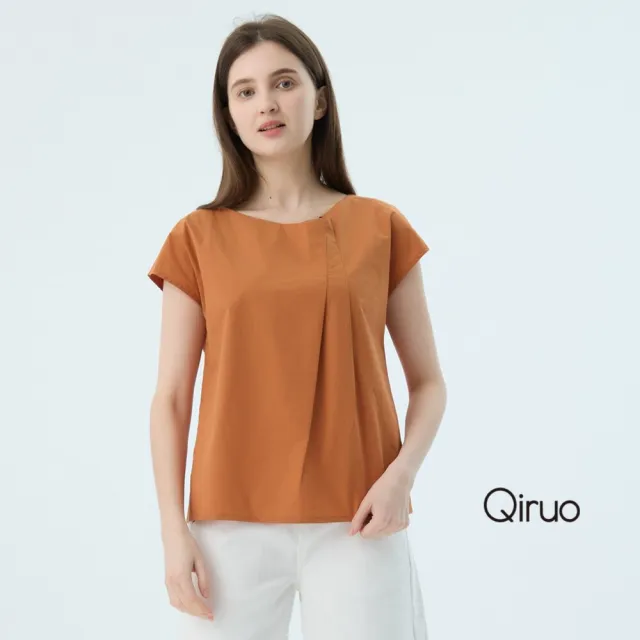 【Qiruo 奇若名品】春夏專櫃精品橘色短袖上衣3096A  棉質女裝
