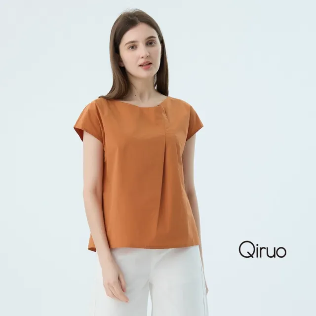 【Qiruo 奇若名品】春夏專櫃精品橘色短袖上衣3096A  棉質女裝