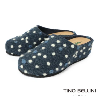 【TINO BELLINI 貝里尼】歐洲進口 BIONATURA 腳床舒適鞋 羊毛氈 點點 軟木軟底 拖鞋 FZ4B006-4(藍色)