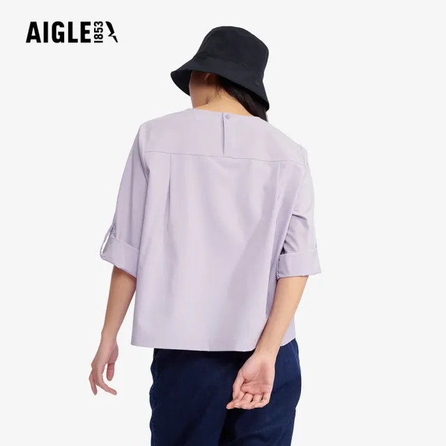 【AIGLE】女 抗UV防潑七分袖罩衫｜AG-5P253A189 丁香紫(抗UV 防曬 防潑水 女 襯衫 女 罩衫)