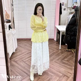 【my stere 我的時尚秘境】雙11 唯美浪漫蕾絲長裙 全蕾絲 蕾絲裙 A字裙 甜美長裙 氣質長裙
