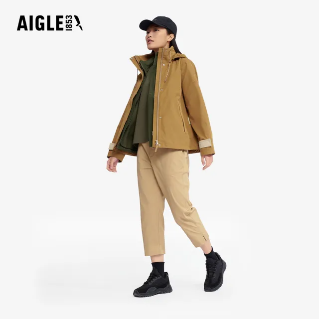 【AIGLE】女 抗UV快乾彈性七分褲｜AG-5P235A150 卡其(防曬 抗UV 吸濕排汗 快乾 機能長褲 彈性長褲)