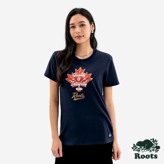【Roots】Roots 女裝- ROOTS MAPLE LEAF 短袖上衣(深藍灰)