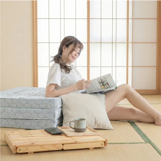 【迪奧斯】雙人7.5cm舒柔表布抗菌全乳膠日式折疊床墊5x6.2尺-頂級款D95