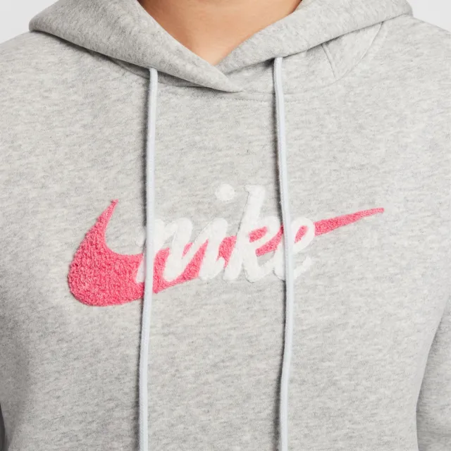 【NIKE 耐吉】AS W NSW PHNX FLC OS LOGO HDY 女 長袖上衣 帽T 刷毛 寬鬆 落肩 灰(IM9644043)
