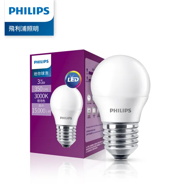 【Philips 飛利浦】3W LED迷你燈泡 4入(PM001/PM002)