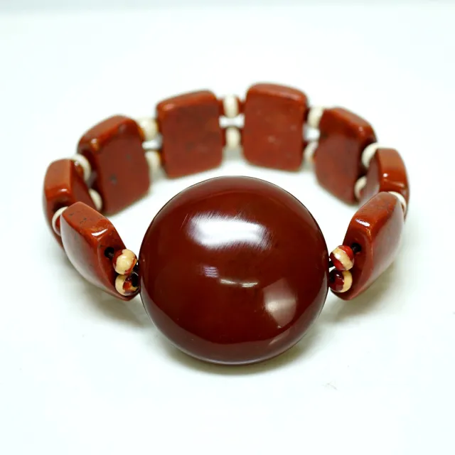 【藏珠家】精品37mm阿卡圓板珠大天珠手鍊