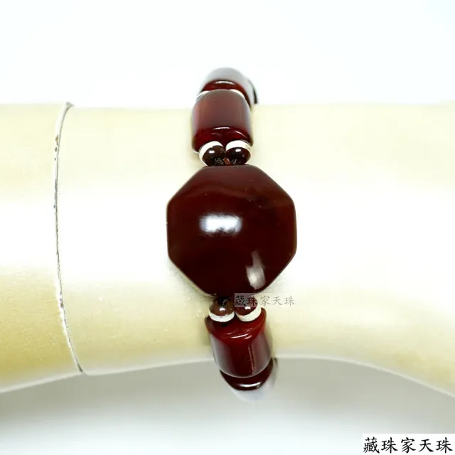【藏珠家】26mm紅玉髓八卦板珠天珠手鍊