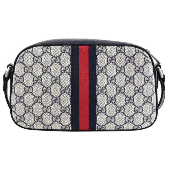 【GUCCI 古馳】Ophidia GG Supreme 經典雙G塗層印花方包斜背包(深藍)