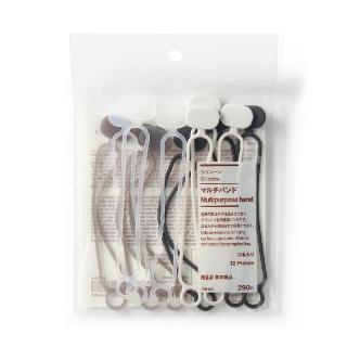 【MUJI 無印良品】矽膠多用途綁帶 約1.8x10.8x3.5cm/4色共12入