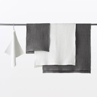 【MUJI 無印良品】鬆餅紋面用巾(柔白/綠色/墨灰)