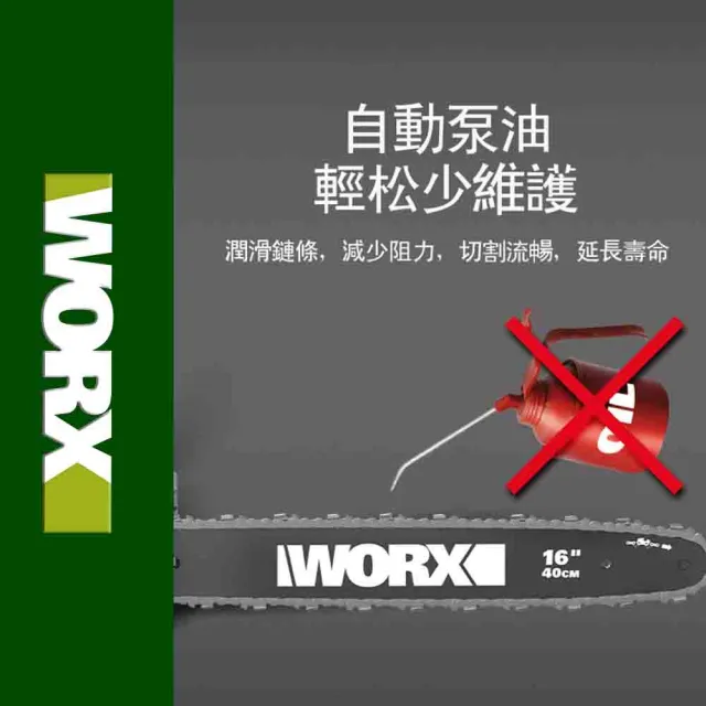 【WORX 威克士】40V 40cm 無刷鋰電鏈鋸機 空機(WD384.9)