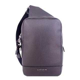 【COACH】型男專屬 全皮革 胸包 / 腳踏車包 / 單車包 / 斜背包(經典黑)