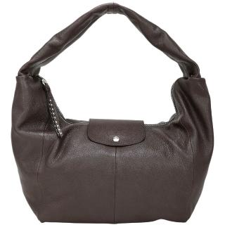 【LONGCHAMP】LONGCHAMP Le Pliage Xtra L 奔馬烙印山羊皮半月包-摩卡色