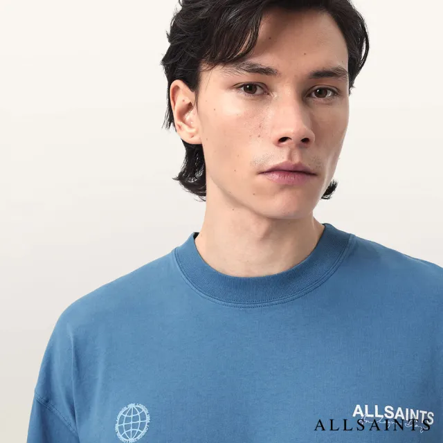 【ALLSAINTS】EMBLEM 純棉LOGO短袖T恤-藍 M006PE(寬鬆版型)