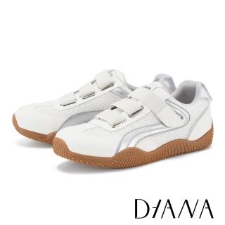【DIANA】異材質拼接撞色線條休閒鞋 白色