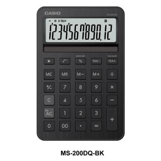 【CASIO 卡西歐】12位元閃耀時尚桌上型MINI款曜石計算機-夜空黑(MS-200DQ-BK)