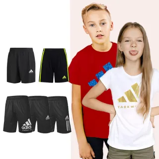 【adidas 愛迪達】兒童套裝 吸濕排汗短袖+透氣五分褲(短T 短褲 運動 休閒 大童 男童 女童 彈性 快乾)