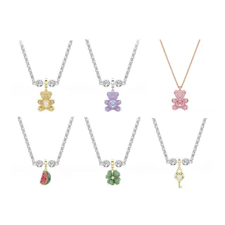 【SWAROVSKI 施華洛世奇】官方直營 Idyllia Charm Remix項鍊組 小熊/幸運草/西瓜/心與鑰匙 多款可選