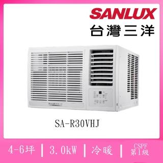 【SANLUX 台灣三洋】5-6坪R32一級變頻冷暖3.0KW右吹式窗型空調(SA-R30VHJ)