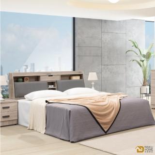 【WAKUHOME 瓦酷傢俱】Hedy灰橡木風6尺床頭箱型雙人加大床-台規尺寸 A006-H526+H536