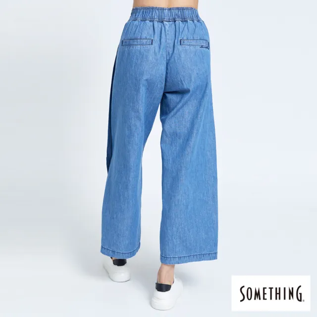 【SOMETHING】女裝 NEO FIT涼爽開衩直筒牛仔褲(中古藍)