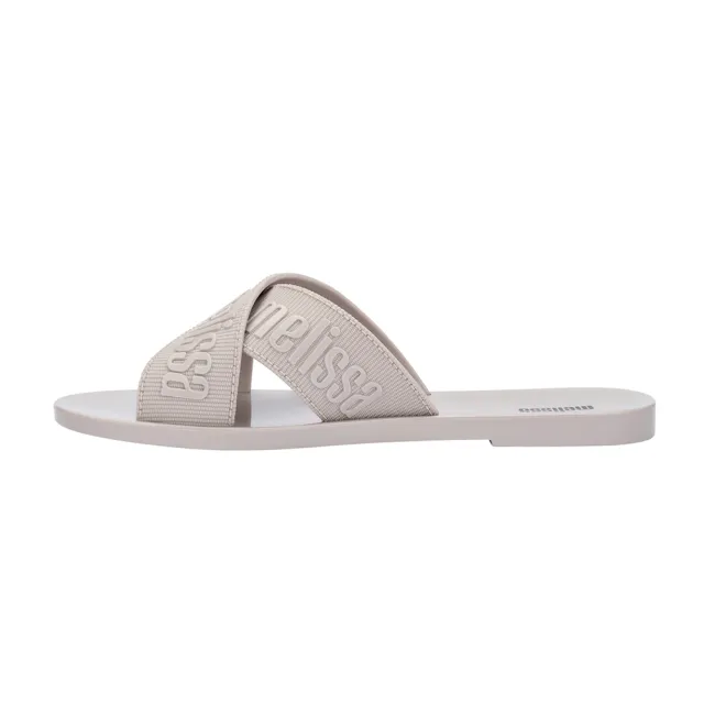 【Melissa】LOGO雙帶交叉平底拖鞋(米色)