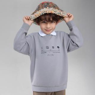 【GIORDANO 佐丹奴】童裝英文字畫素ICON空氣棉長袖T恤上衣(05 銀雲卡其)