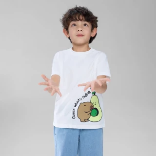 【GIORDANO 佐丹奴】童裝手繪感卡皮巴拉水豚印花短袖T恤(多色任選)