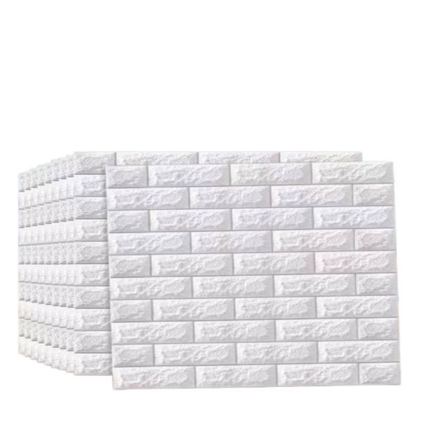 5入 防水防撞隔音 3D立體磚紋牆壁貼紙 居家裝飾 白色(牆紙 壁貼 壁紙 磚貼 背景牆 居家裝飾)