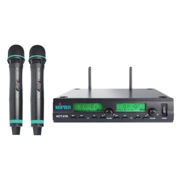 【MIPRO】ACT-216 配ACT-26H 手握式無線麥克風(UHF 類比雙頻道無線麥克風)