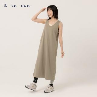 【a la sha】假兩件式綁繩涼感背心洋裝