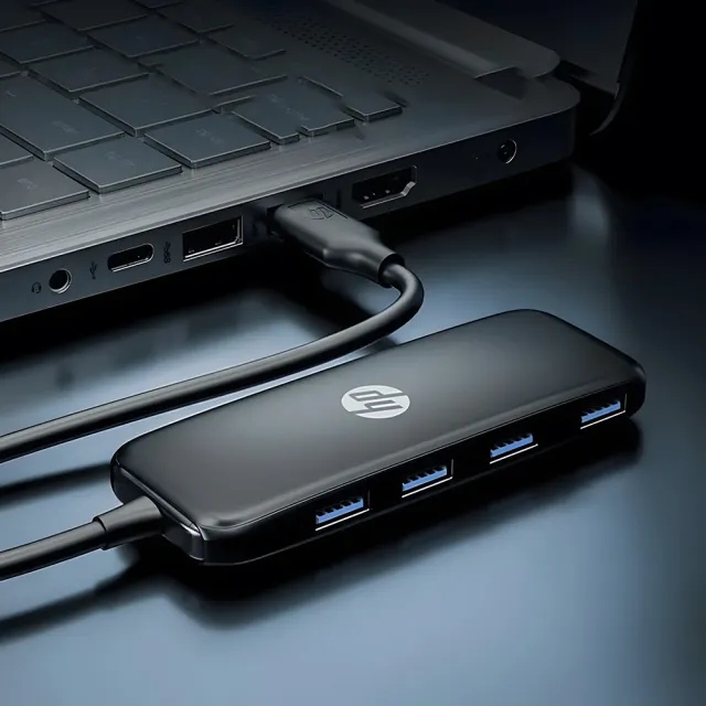【HP 惠普】DHC-CT110(V010) USB3.0 四埠集線器/轉接器-黑色-15cm