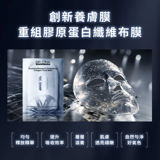 【DR.CINK 達特聖克】外泌體賦活煥白膠原蛋白面膜25ml(單片) (外泌體賦活煥白 保濕 舒緩)