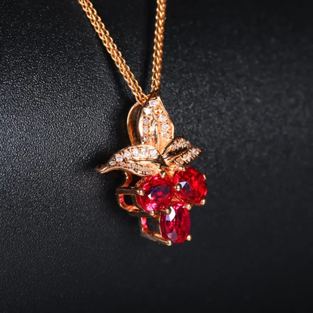 海斯珠寶 1.1克拉天然紅寶石 18K玫瑰金鑽石項鍊 紅漿果造型設計 職人手工鑲嵌 甜美風格 質感穿搭