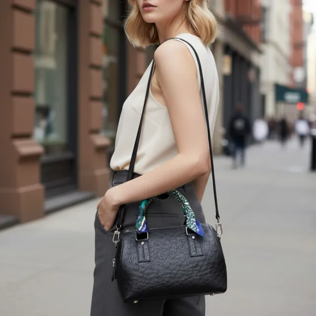 【M2nd】珍稀鴕鳥皮柔軟波士頓手提斜背包(T9442A)