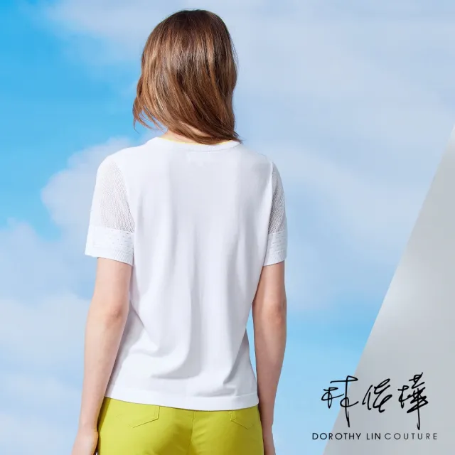 【LUNG.L 林佳樺】Y859A02 白色蝴蝶刺繡短袖女裝針織衫