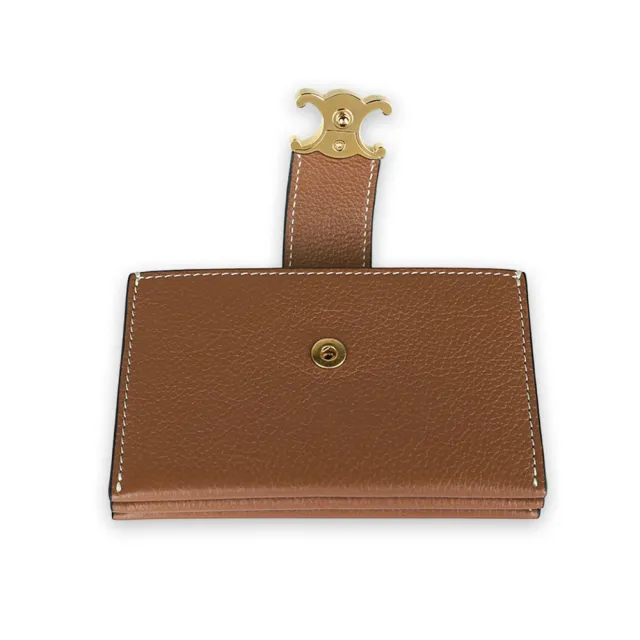 【CELINE】Nino Accordeon 牛皮 卡包 皮夾 短夾 卡夾 棕黃色 10N843GHH.04LU