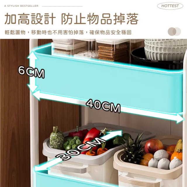 【ONE HOUSE】買一送一 小巴登 鐵製收納架木桌板置物推車 電腦桌/三層收納推車