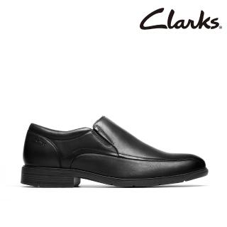 【Clarks】男鞋 Steadwell Step真皮寬楦雙車線商務樂福鞋 皮鞋(黑色)(CLM84684D)