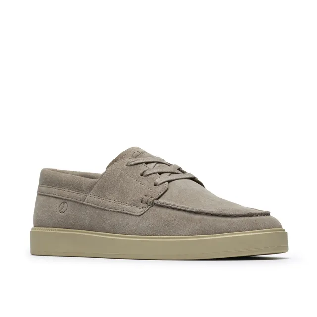 【Clarks】男鞋 Lockford Boat真皮時尚舒適船型鞋 帆船鞋 休閒鞋(淺灰色)(CLM86610C)