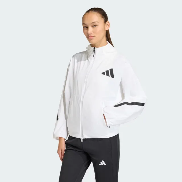 【adidas 愛迪達】外套 女 運動連帽外套 抗UV 亞規 W Z.N.E. WV TT 白 KD8474