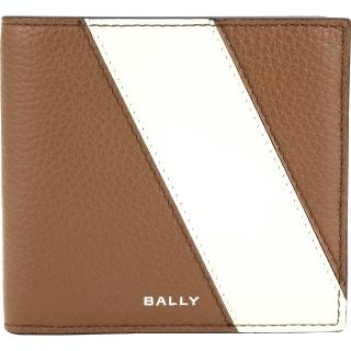 【BALLY】Lago 對角拼接小牛皮8卡對折短夾-咖啡色 男夾