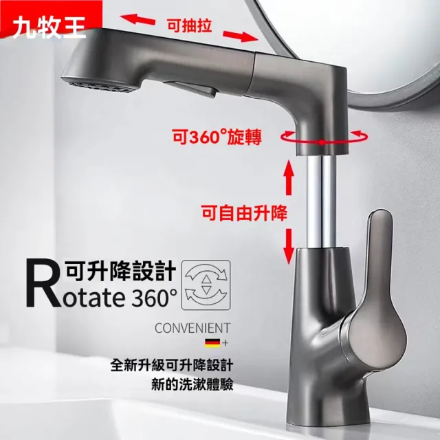悅家家 升降抽拉水龍頭 抽拉-星月款 送80cm軟管 家用冷熱龍頭 衛生間洗手盆 預購12天