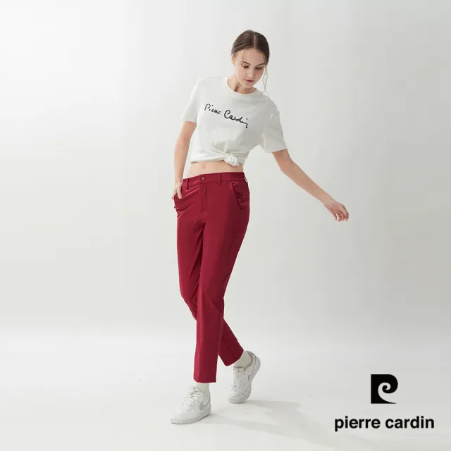 【pierre cardin 皮爾卡登】網路獨家 女款 透氣速乾休閒長褲-紅色(8267881-75)
