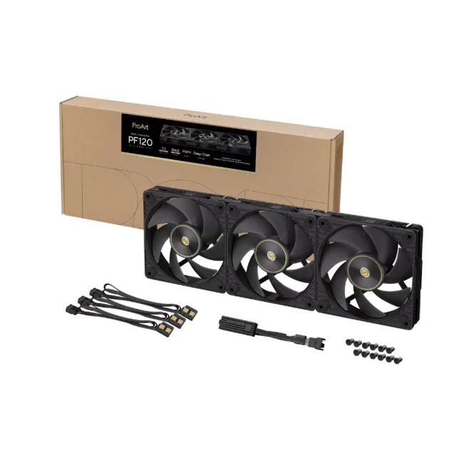 【ASUS 華碩】ProArt PF120 PWM 高效能風扇 現代黑 - 三入組 (PF120-FAN-PWM-BLACK-3IN1)