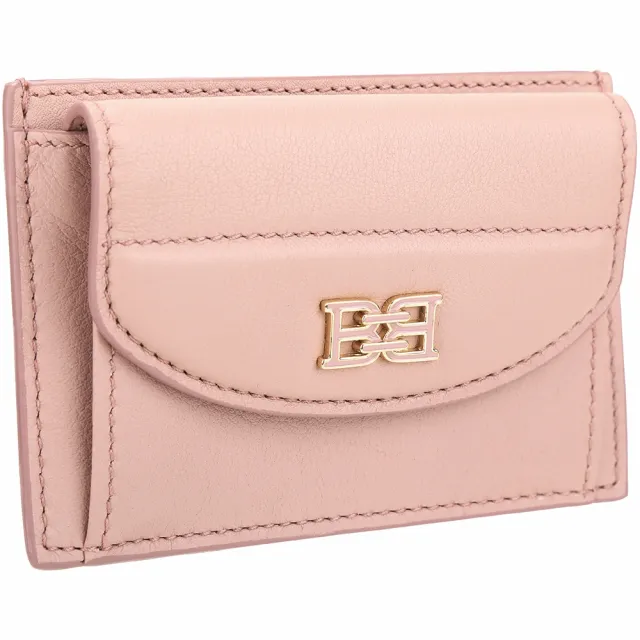 【BALLY】Belky 品牌字母壓紋牛皮卡片夾 零錢包-粉色(卡夾 名片夾)