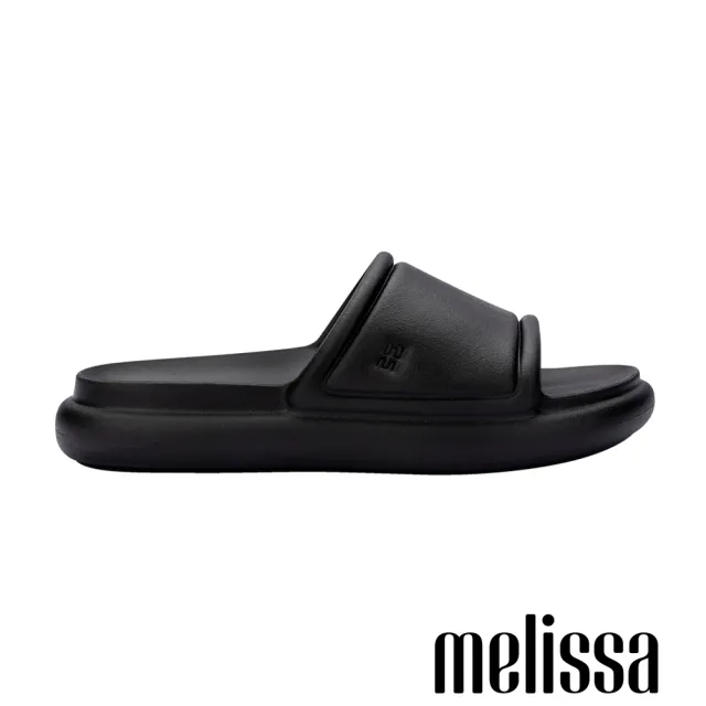 【Melissa】極簡素色寬帶拖鞋(黑色)